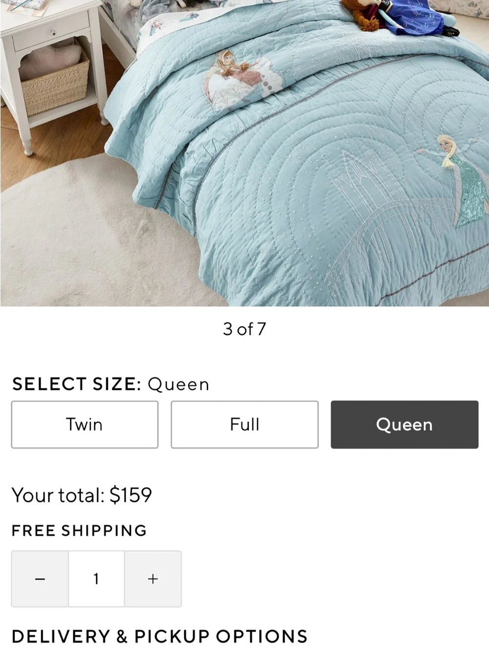 Disney Pottery Barn Kids Light Aqua Quilted Comforter with Princess